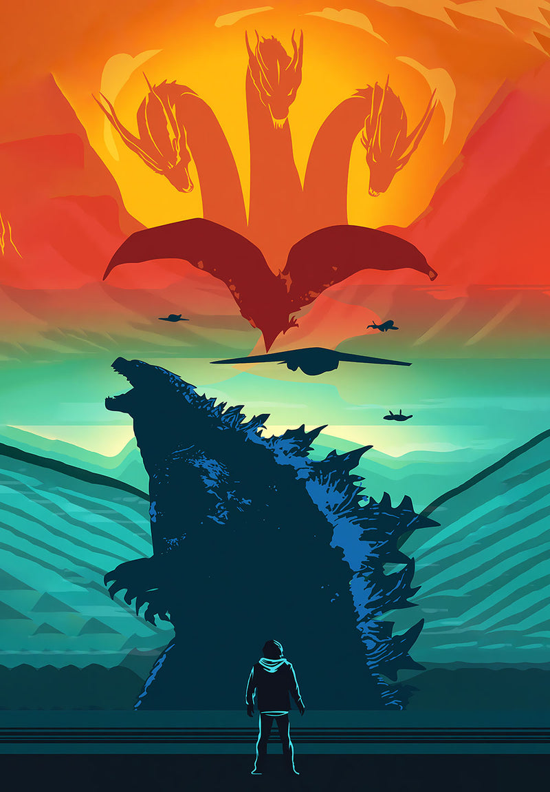 Godzilla King of the Monsters movie metal poster design 03 on stainless steel by Chromaplate