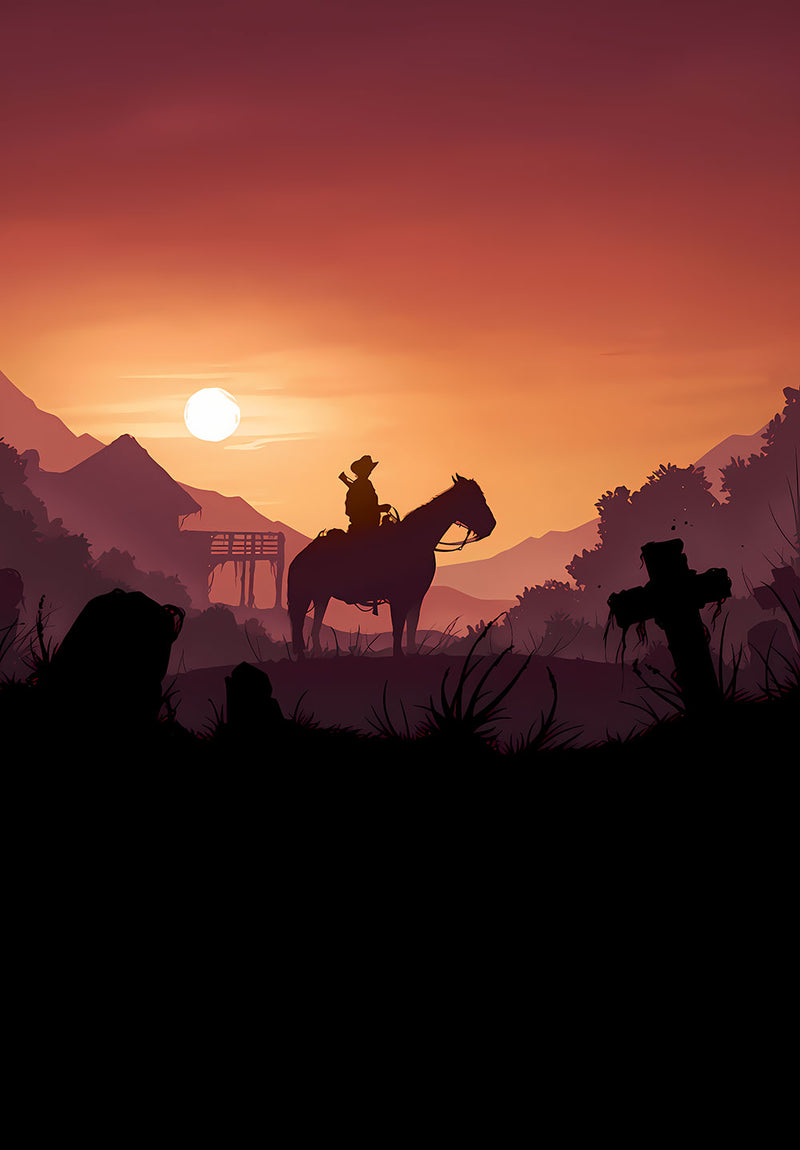 Red Dead Redemption gaming metal poster design 04 on stainless steel by Chromaplate