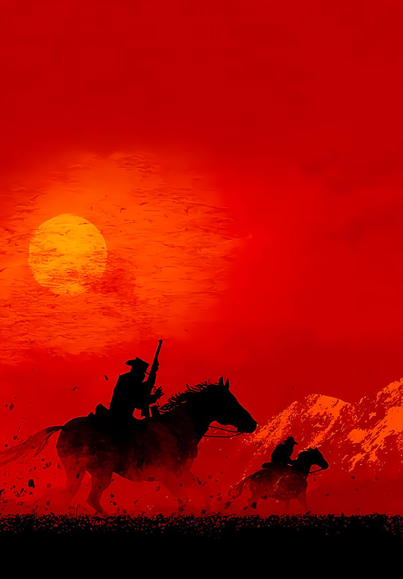 Red Dead Redemption 2 gaming metal poster design 04 on stainless steel by Chromaplate