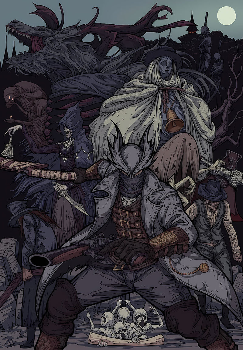 Bloodborne Gaming Wall Art gaming metal poster design 05 on stainless steel by Chromaplate