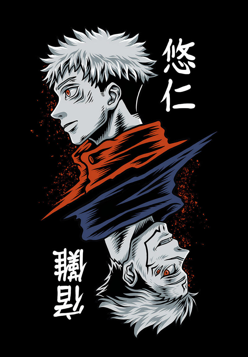 Itadori Yuji x Sukuna Jujutsu Kaisen anime metal poster on stainless steel by Chromaplate